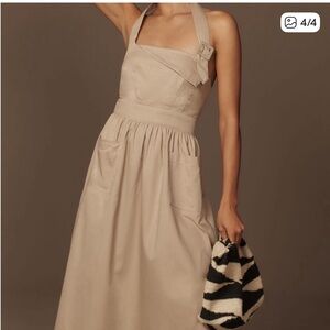Anthropologie Cream Halter Midi Dress